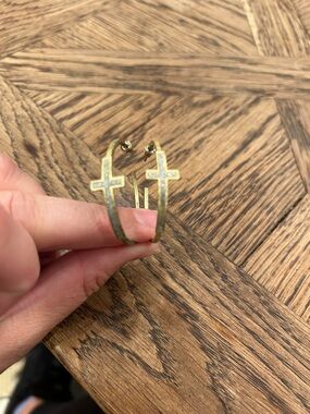 Gold Cross Hoop Earrings - Religious Fashion Hoops